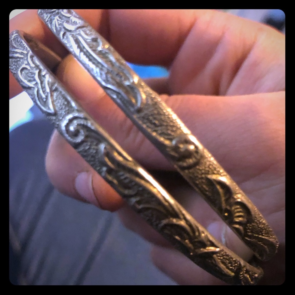 Vintage Silver Engraved Bracelets - Picture 2 of 9